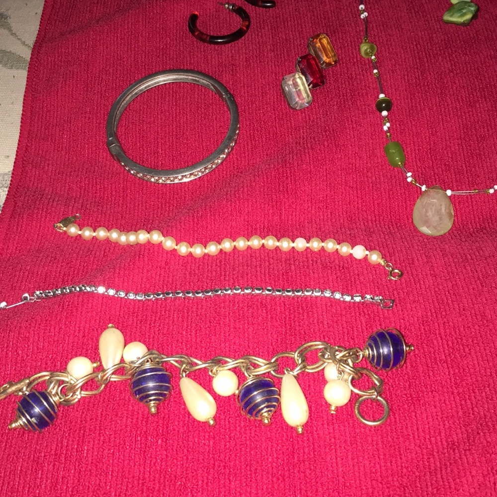 4 bracelets 3 pair earrings 1 necklace 1  pin